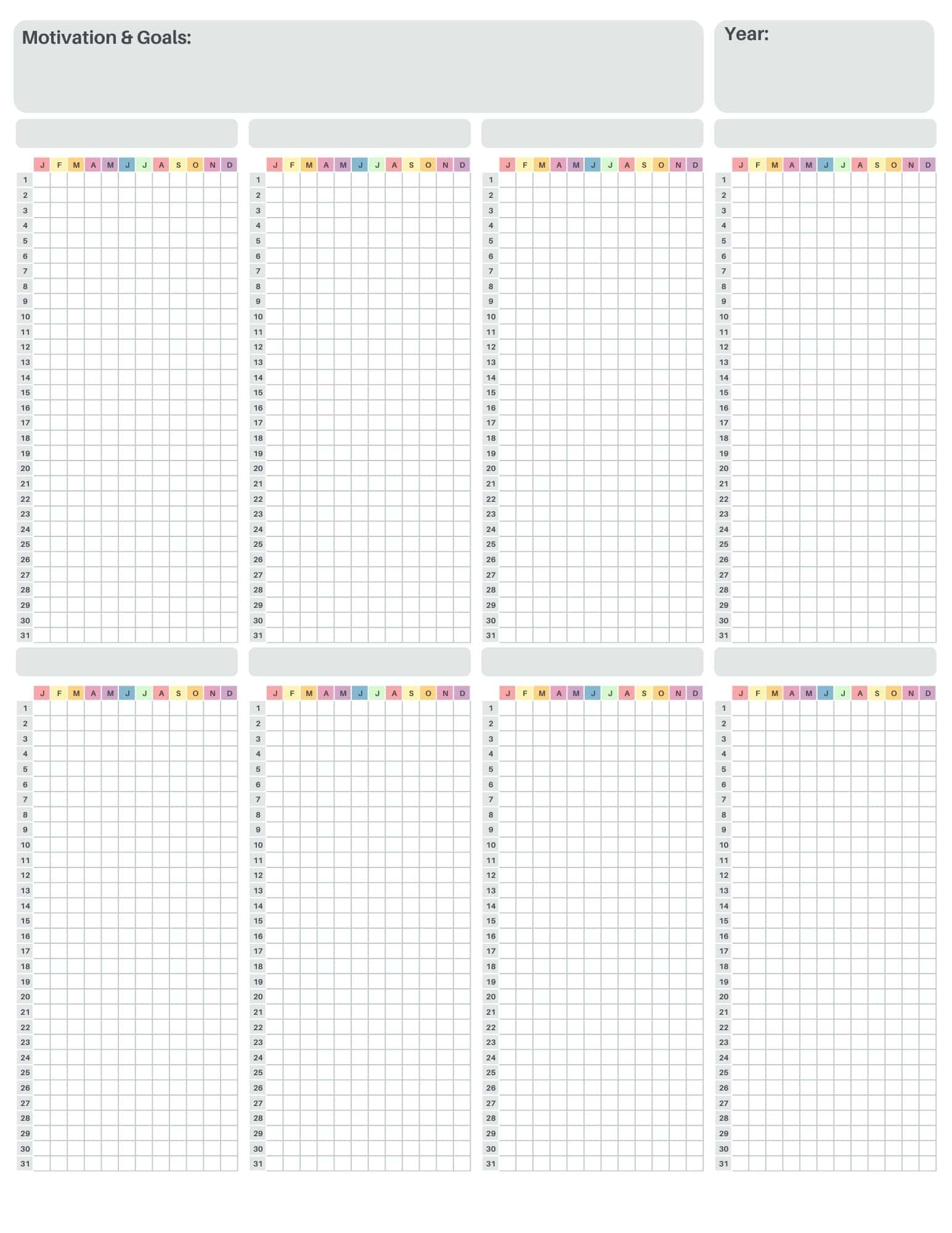 free 365-day habit tracker pdf- printable yearly tracker!
